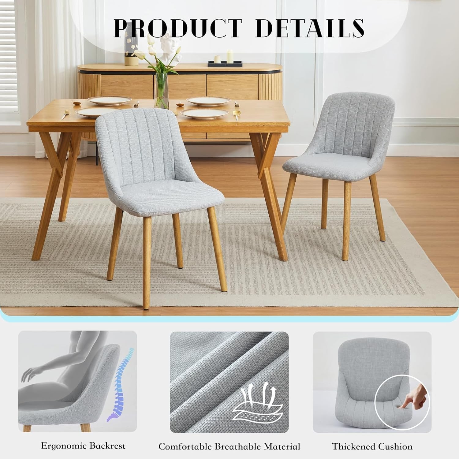 Set of 2 Modern Fabric Upholstered Dining Chairs for LivingRoom,DiningTable Gary
