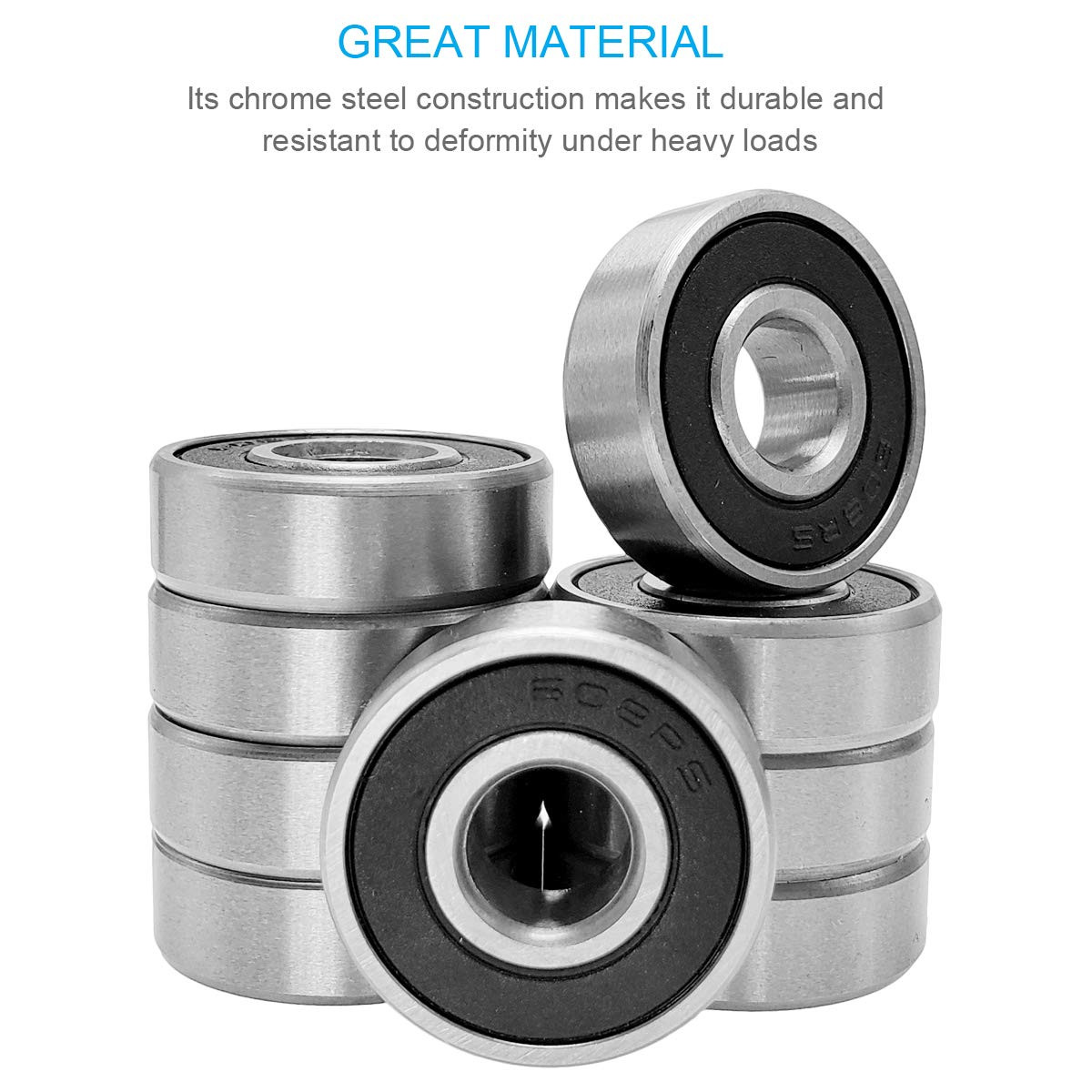 100 PCS 608-2RS Ball Bearing - Double Rubber Sealed Shielded Miniature Deep Groo