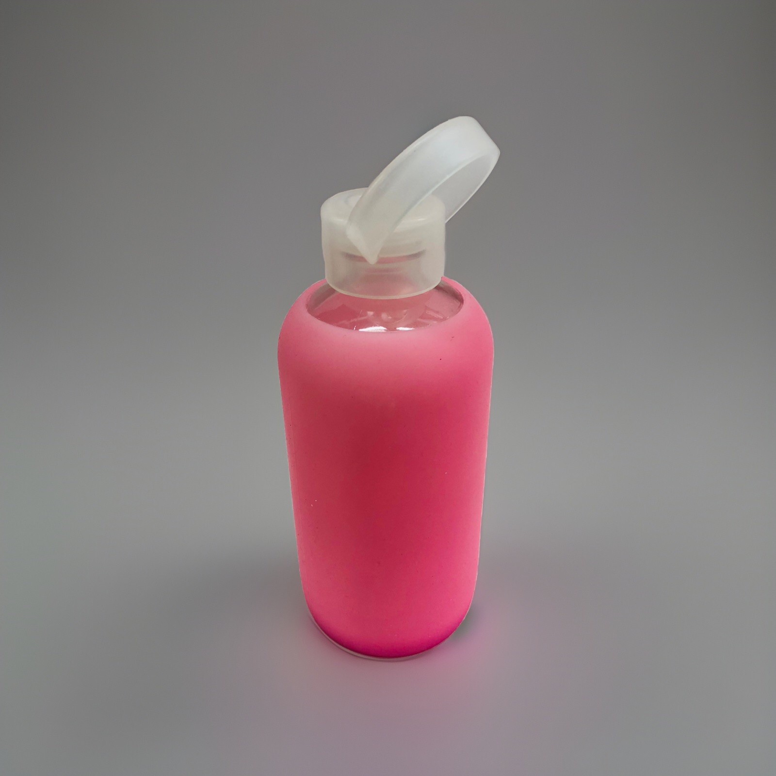 BKR Glass Water Bottle Silicone Sleeve Ombré Pink 16oz Screw Top Lid