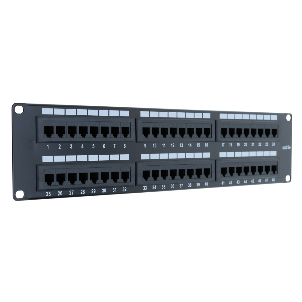 Cat5e 48 Port Patch Panel 110Type 23-26AWG RJ45 Ethernet LAN Network Rack Mount