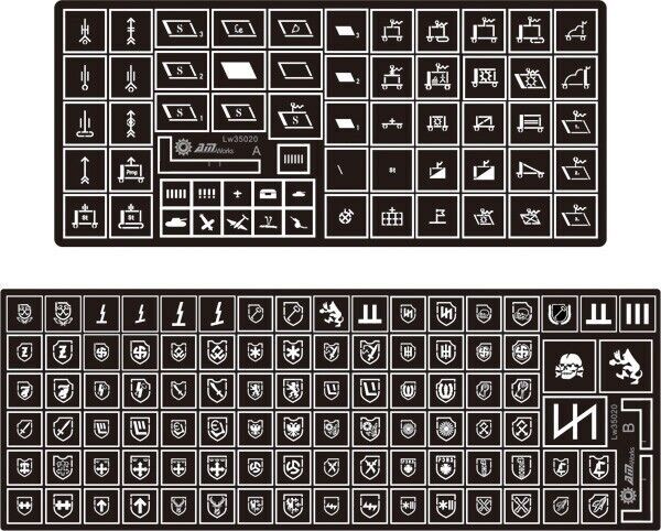 AM-WORKS LW35020 1/35 Tactical Symbols & Unit Markings Waffen - Stencil Mask