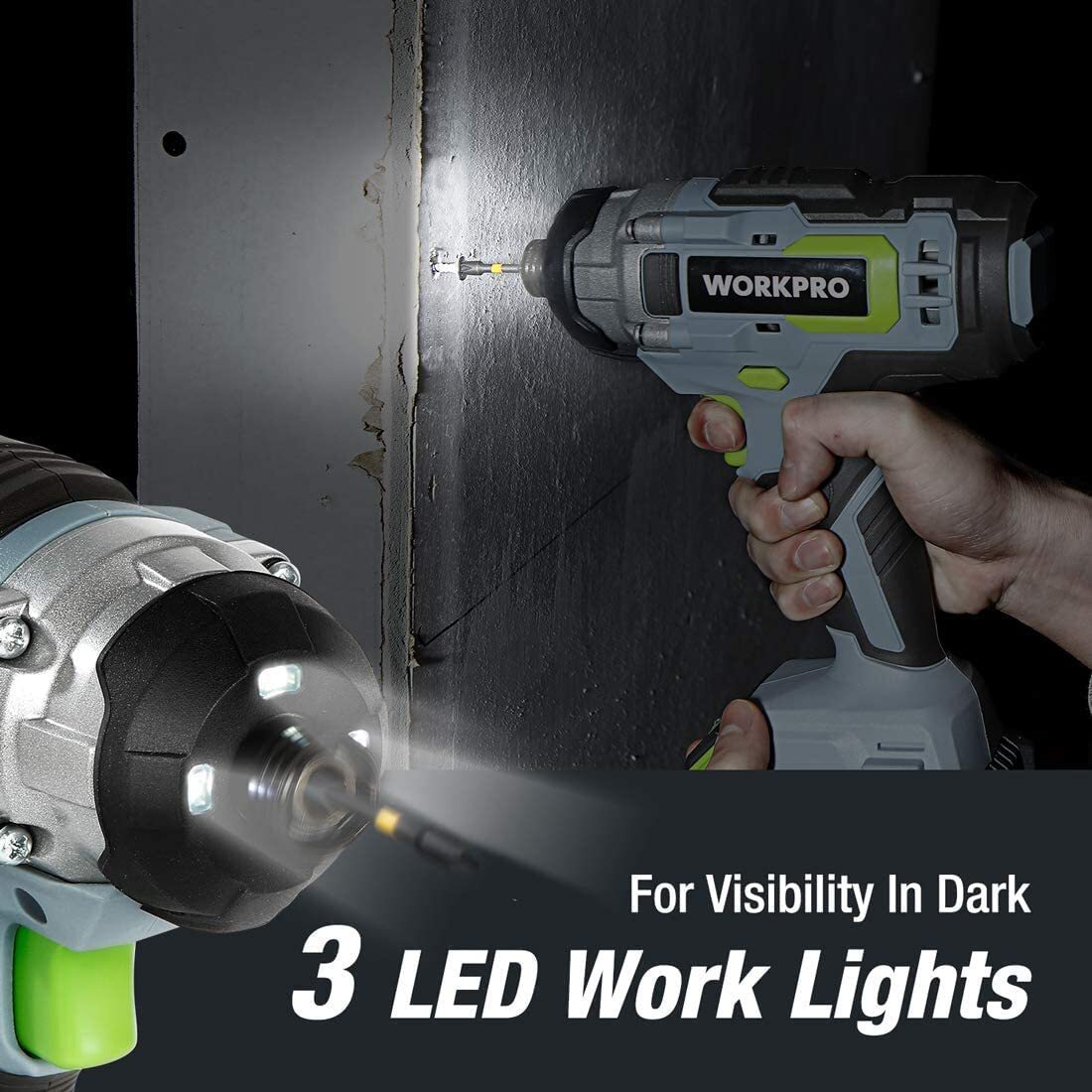 WORKPRO 20V Cordless Drill Combo Kit Drill Driver&Impact Driver 2x 2.0Ah Battery