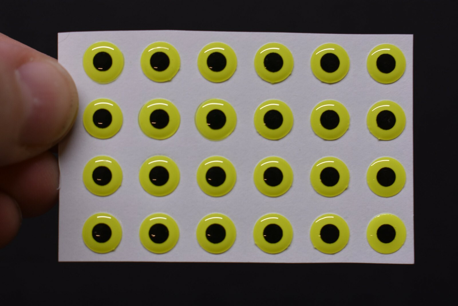 24, FLUORESCENT LIME  7mm or .28"  3D Soft Molded Eyes Fly Tying Lures
