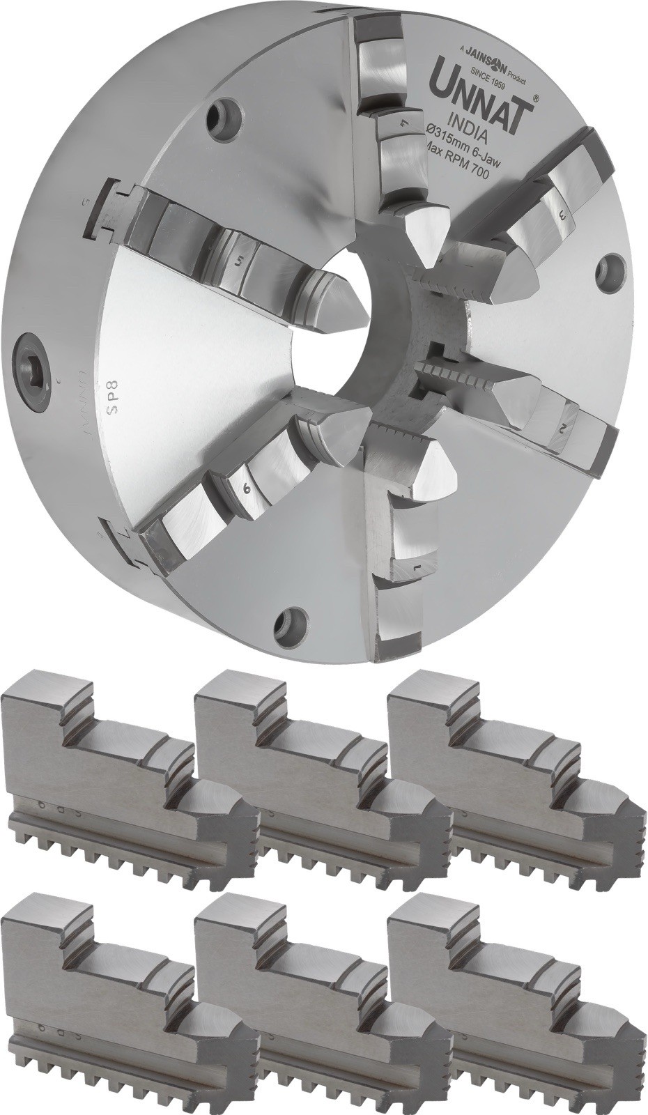 12” 6-JAW SELF-CENTERING Solid Jaw Lathe CHUCK, Front Mounting W. Extra Jaws