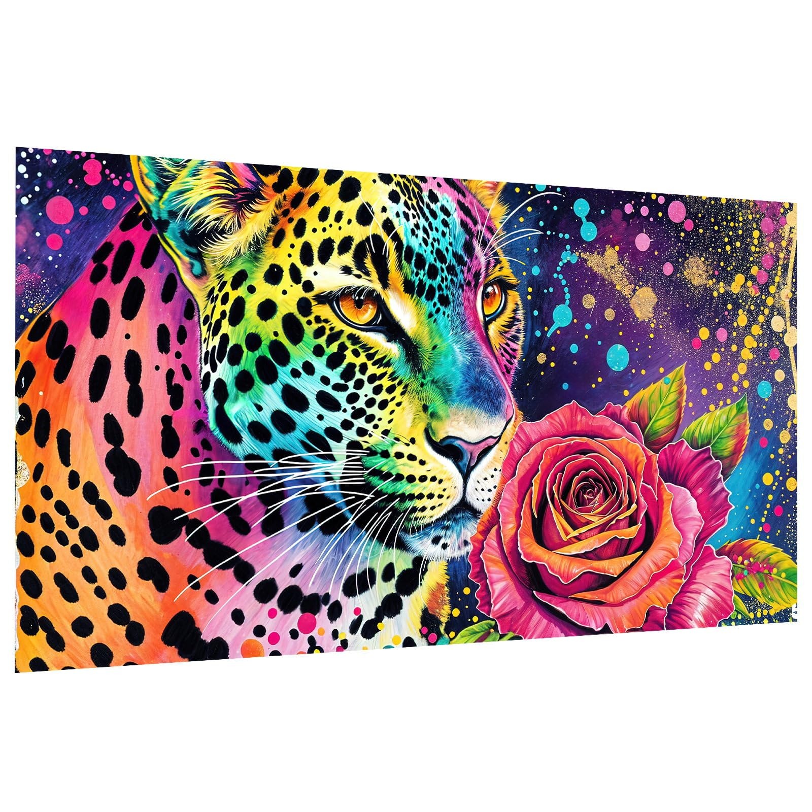Large Diamond Art,Kits for Adults - 5D Leopard Diamond Painting Kits, DIY,Round