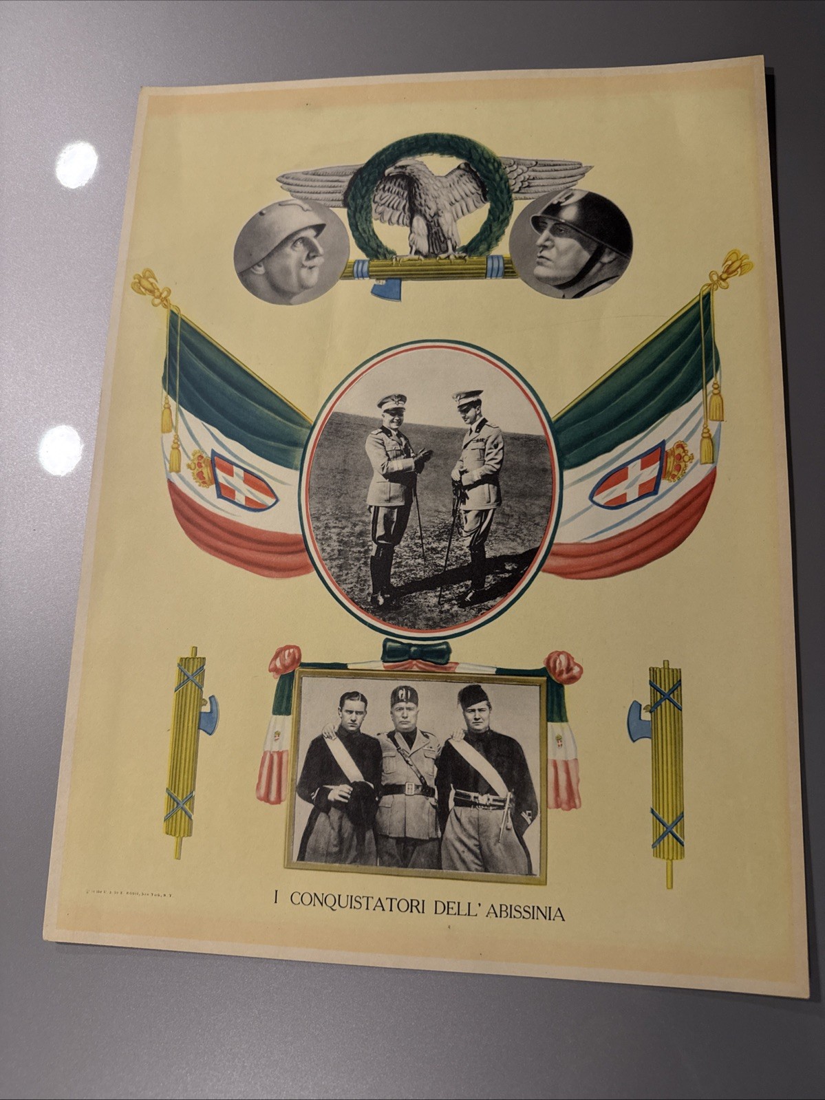 VINTAGE ITALIAN FASCIST PROPAGANDA POSTER ABYSSINIA CONQUEST WW2 WWII