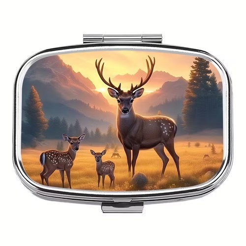 Deer Pill Organizer Box with 2 Compartments Nature Lovers Travel Size