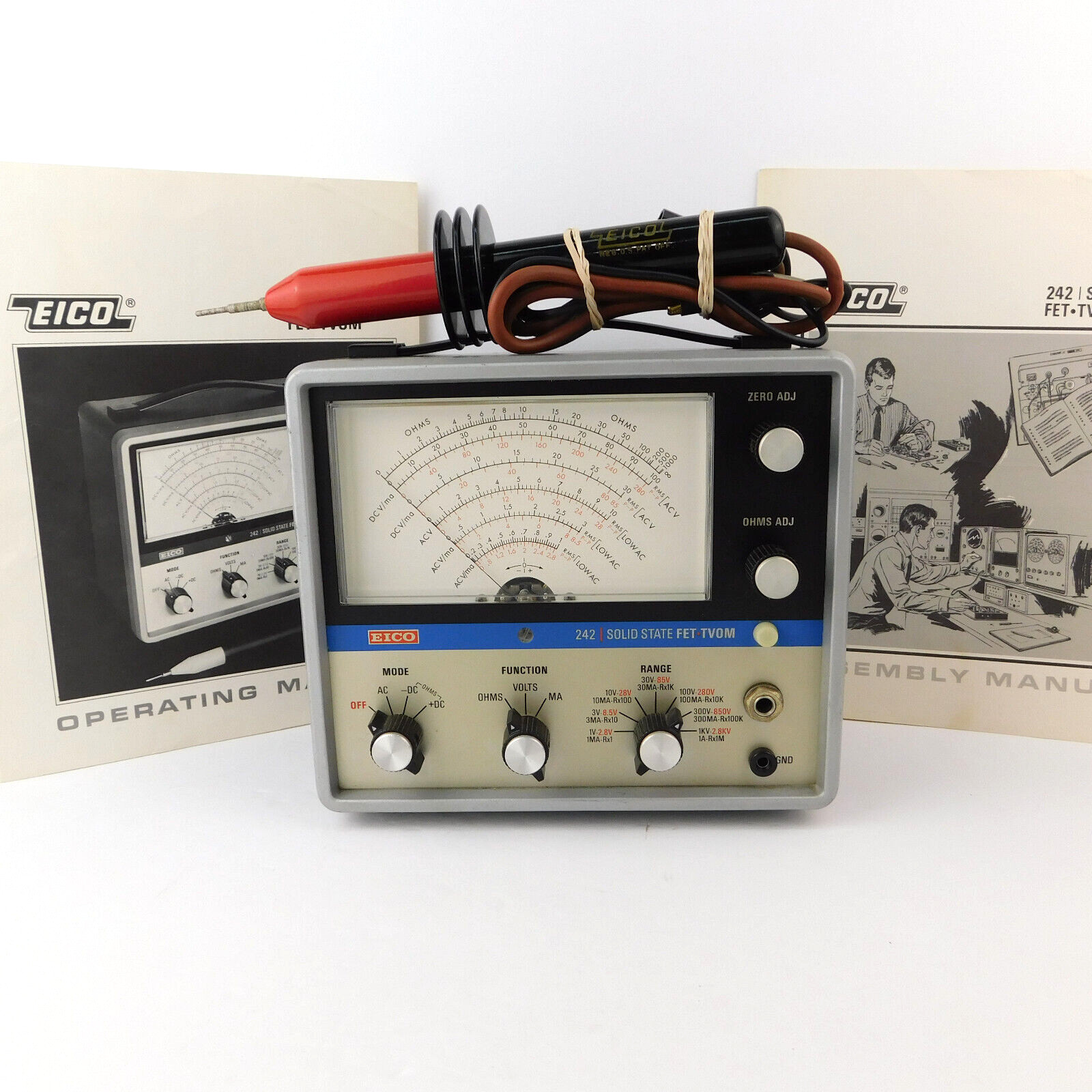 VTG EICO 242 SOLID STATE FET TVOM Analog Shop Meter & Operating/Assembly Manuals