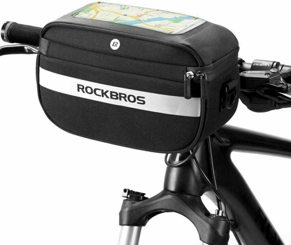 ROCKBROS Bike Handlebar Bag Front Bike Basket Bag with Touch Screen Phone Holder