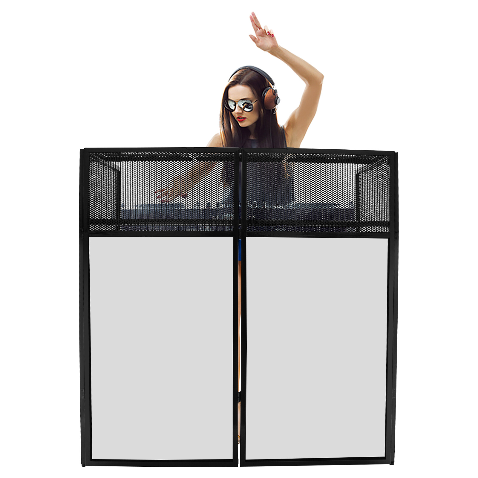 Rolling DJ Display Stand, DJ Event Booth Facade, Portable DJ Facade Booth Table