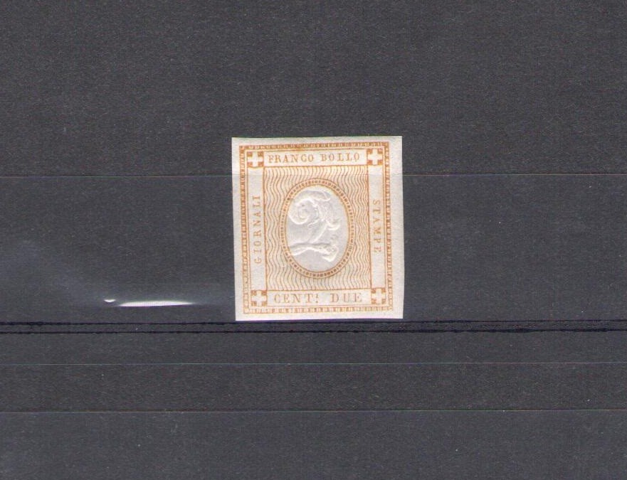 1862 Italy, No. 10 - 2 Cent Bistro, Embossed Figure, MNH**