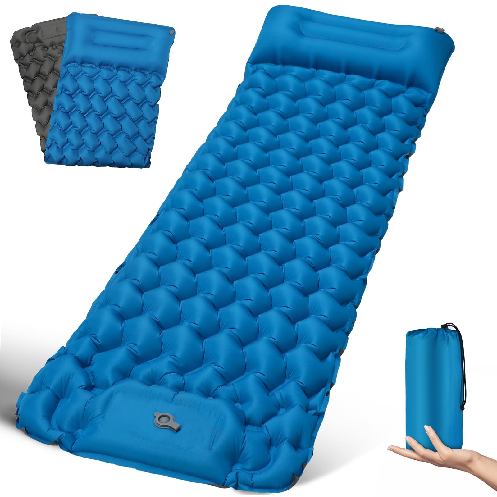 Camping Sleeping Pad, 4" Extra Thick Ultralight Inflatable Sleeping Pad with Bui