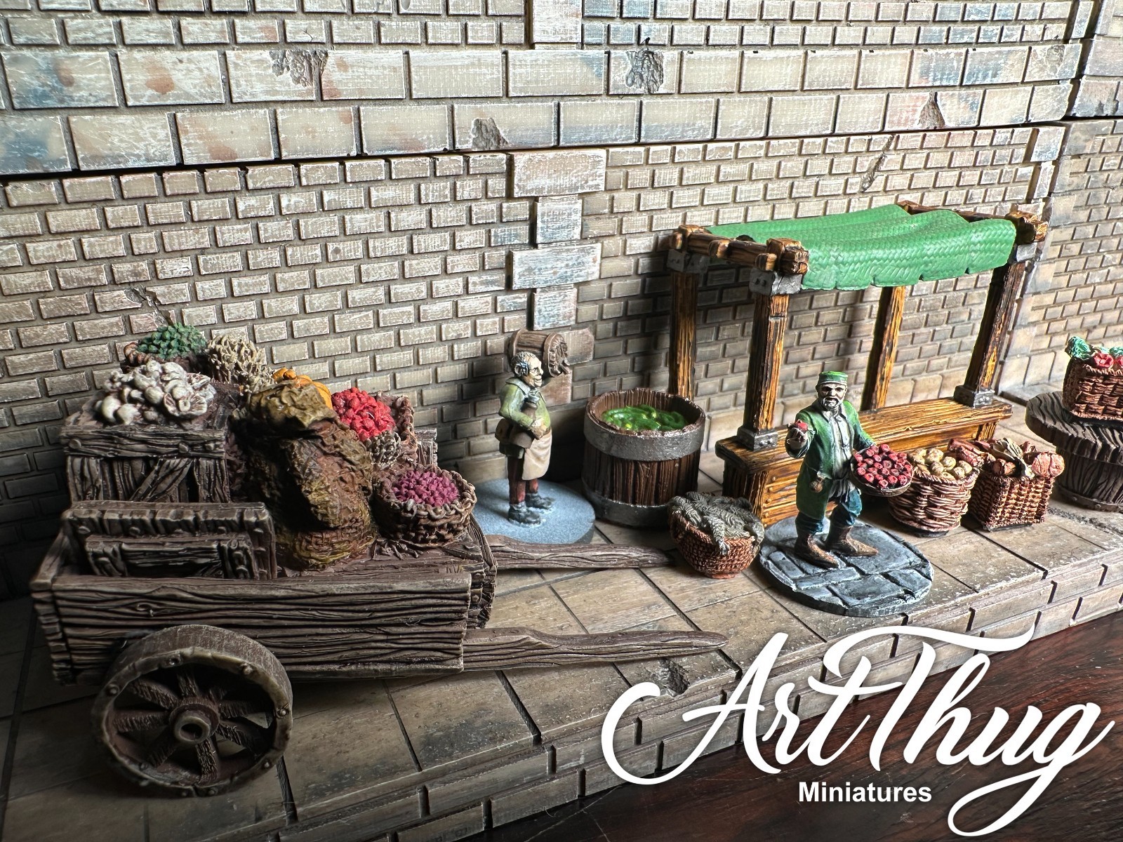 Hand-Painted Fantasy Market Terrain Lot Merchant Wagon Stall Dungeons & Dragons