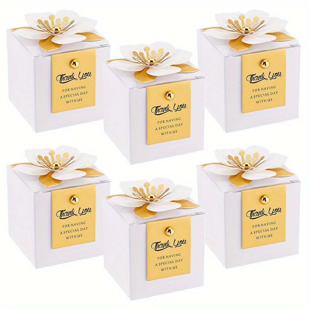 6sets Folding Square Paper boxes Flower Case with Iron Nails for Wedding Gift