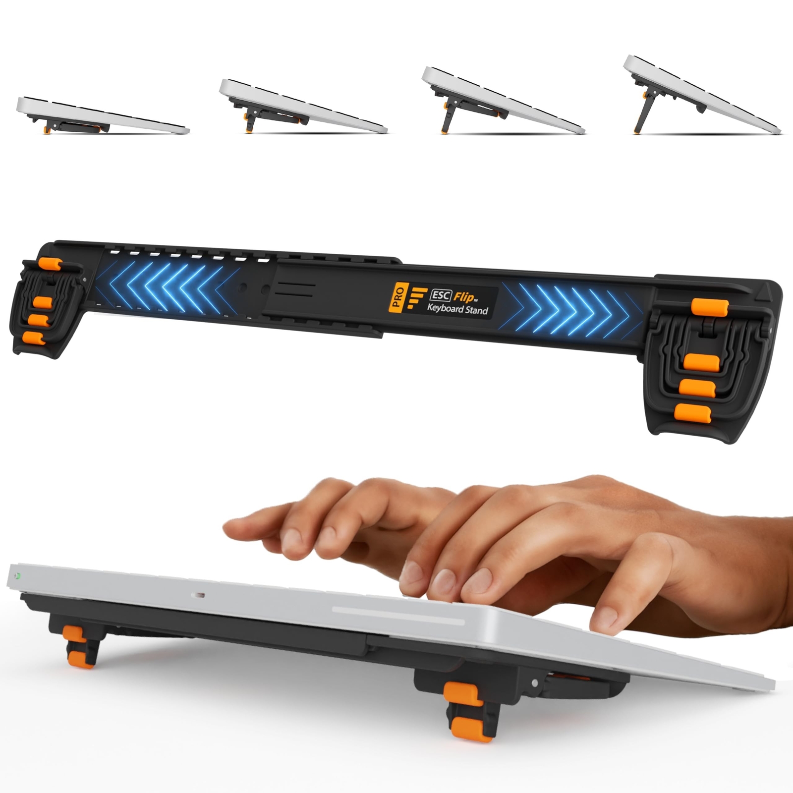 ESC Flip Pro Adjustable Keyboard Stand, Extendable Ergonomic Riser with 4 Fee...