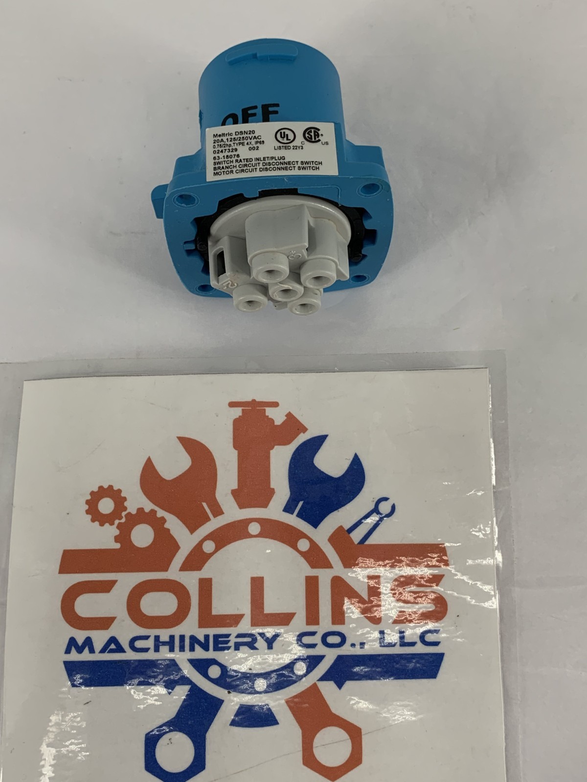 Meltric 63-18076 0.75-2HP Decontactor Female Receptacle 20A 125/250VAC 2P+N+G