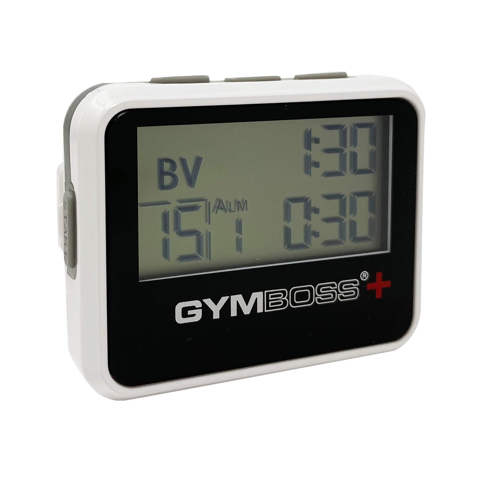 Gymboss Plus Interval Timer and Stopwatch - White/Black Hardcoat White / Gray