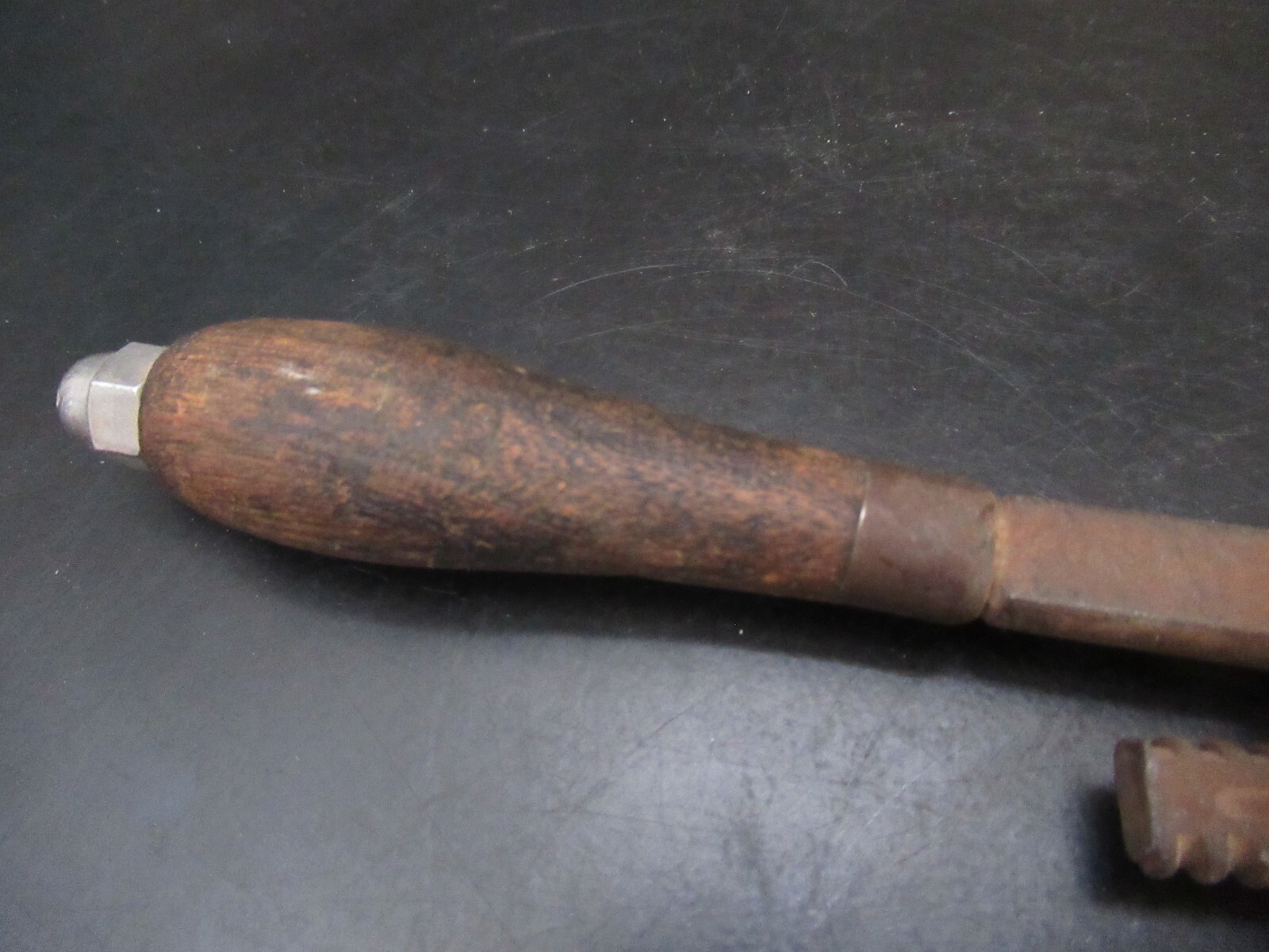Vintage MONKEY PIPE WRENCH Wood Handle Antique Hand Tool