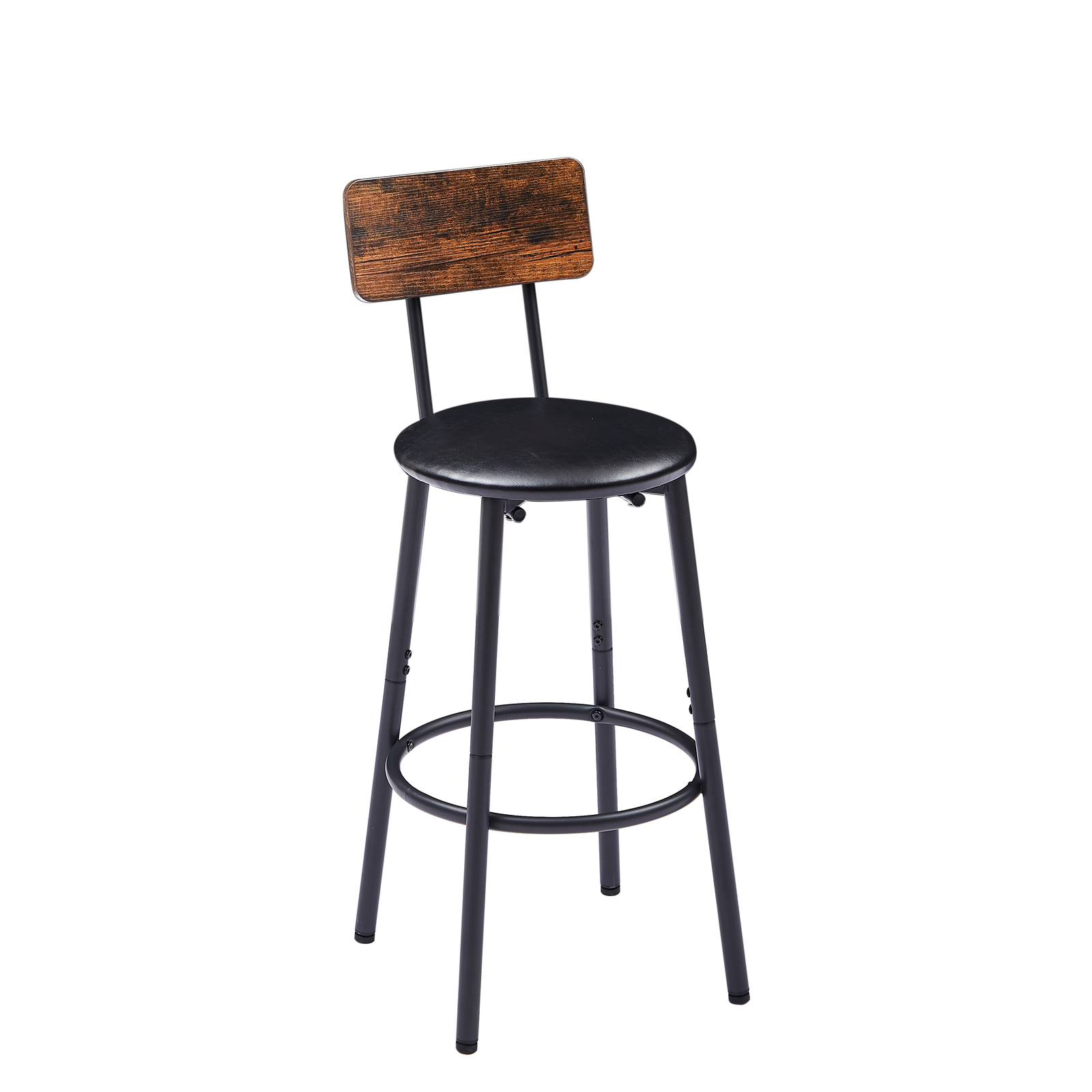 3PCS Industrial Bar Table Chairs Set Pub Table and 2 PU Upholstered Stool Chairs