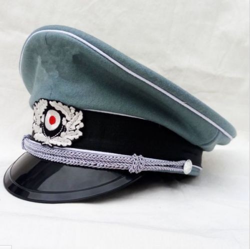 WWII WW2 GERMAN WH M36 OFFICER WOOL CRUSHER CAP VISOR HAT WITH PATCH SIZE L