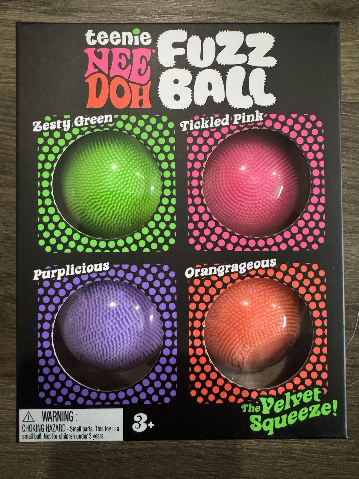 NeeDoh Teenie Fuzz Ball 4 Pack, Nee Doh FUZZBALL (1 SET OF 4) VIRAL TIK TOK