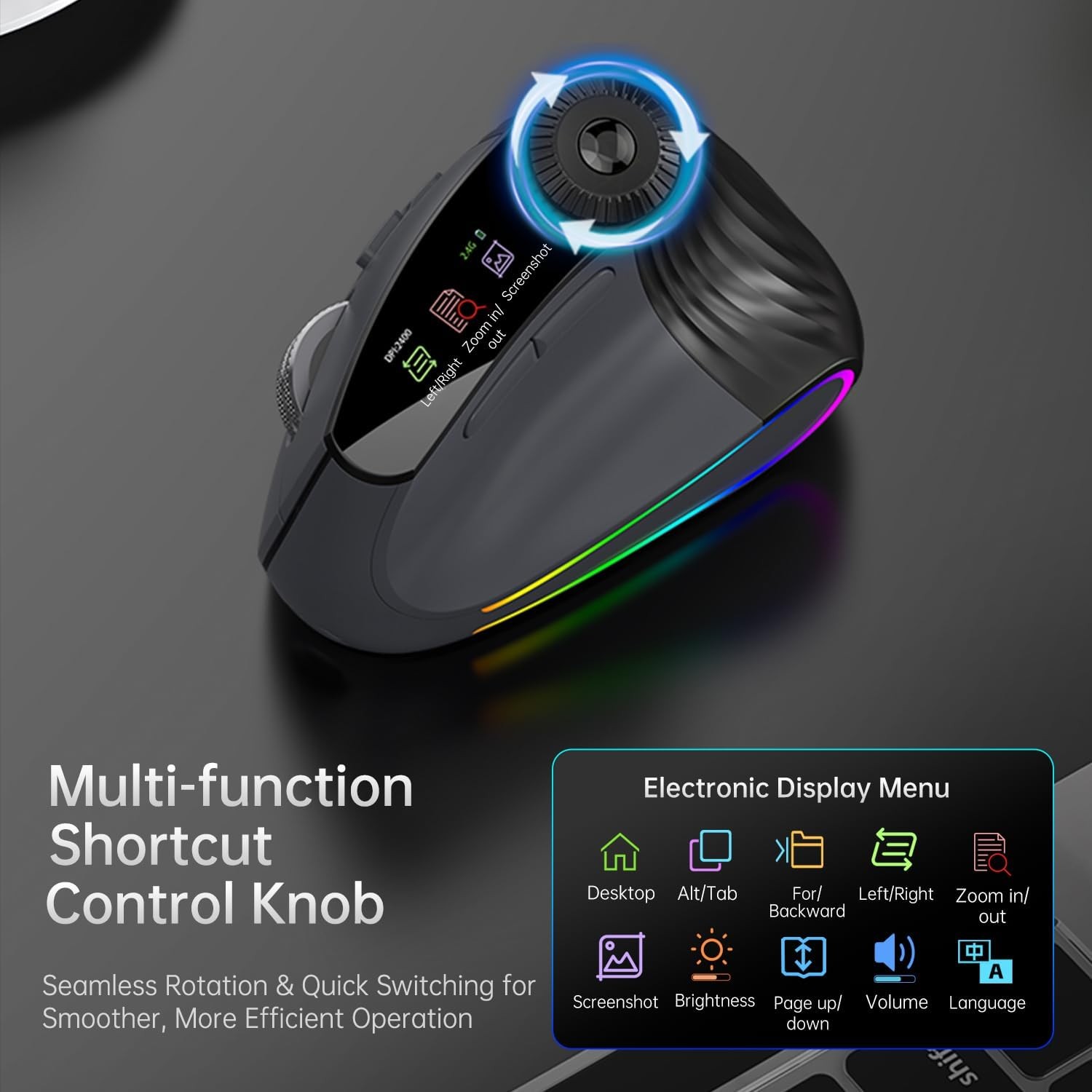 Ergonomic Vertical Mouse Wireless, Rechargeable Bluetooth