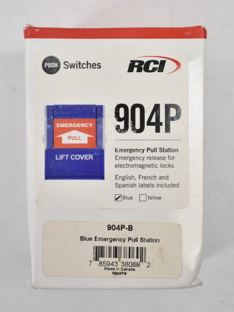 RCI Emergency Pull Station Override Device For Electromagnetic Lock Blue