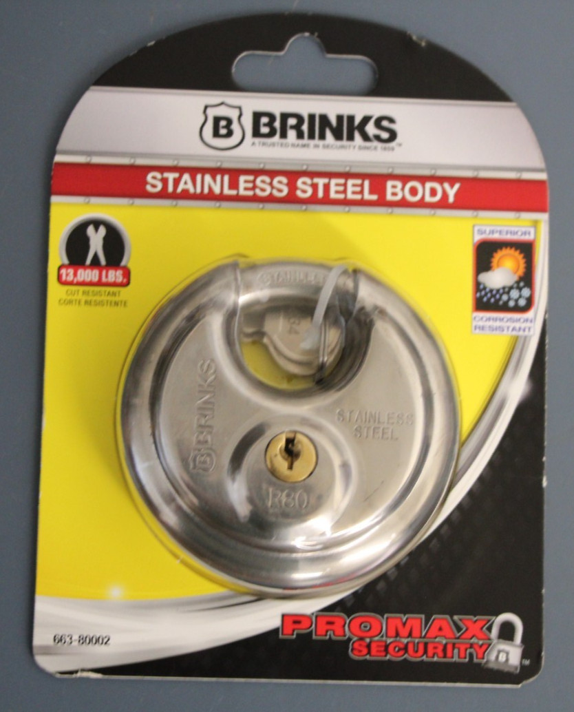 Brinks, Commercial, Stainless Steel, 80mm Keyed Discus Padlock 663-80002
