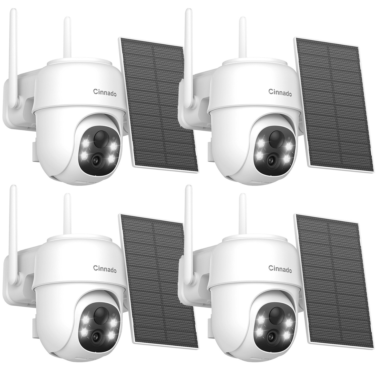 4Pack 2K Wireless Security Camera Solar Panel Color Night Vision 3MP Outdoor Cam