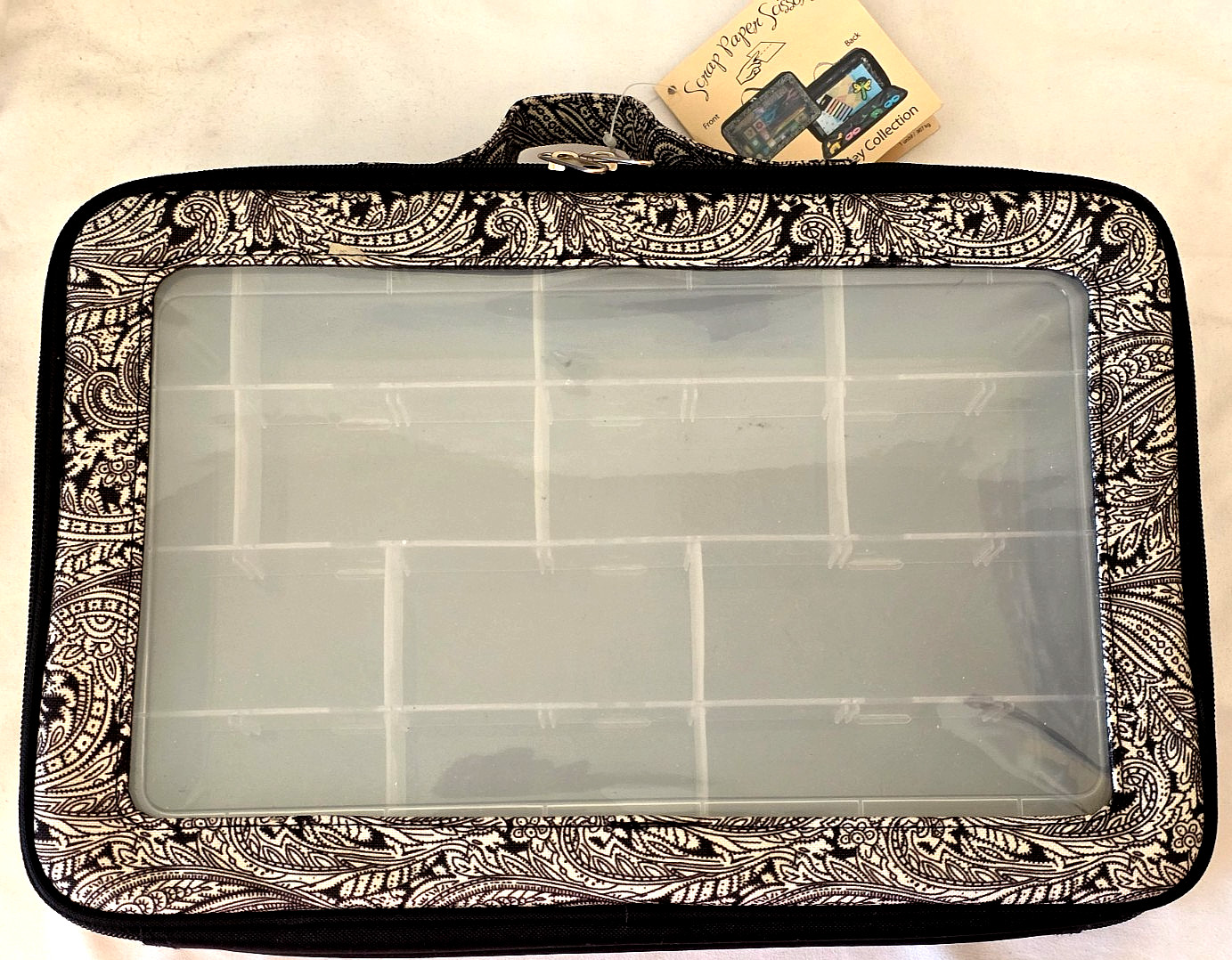EVERYTHING MARY Scrap Paper Scissors PLASTIC STORAGE CARRY ALL CASE - 14.5 x 9.5