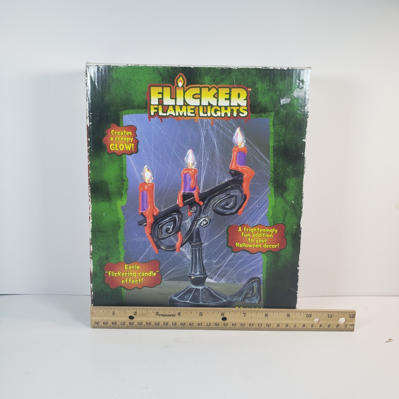 Vtg Gemmy Flicker Flame Lights Candelabra Red Candles