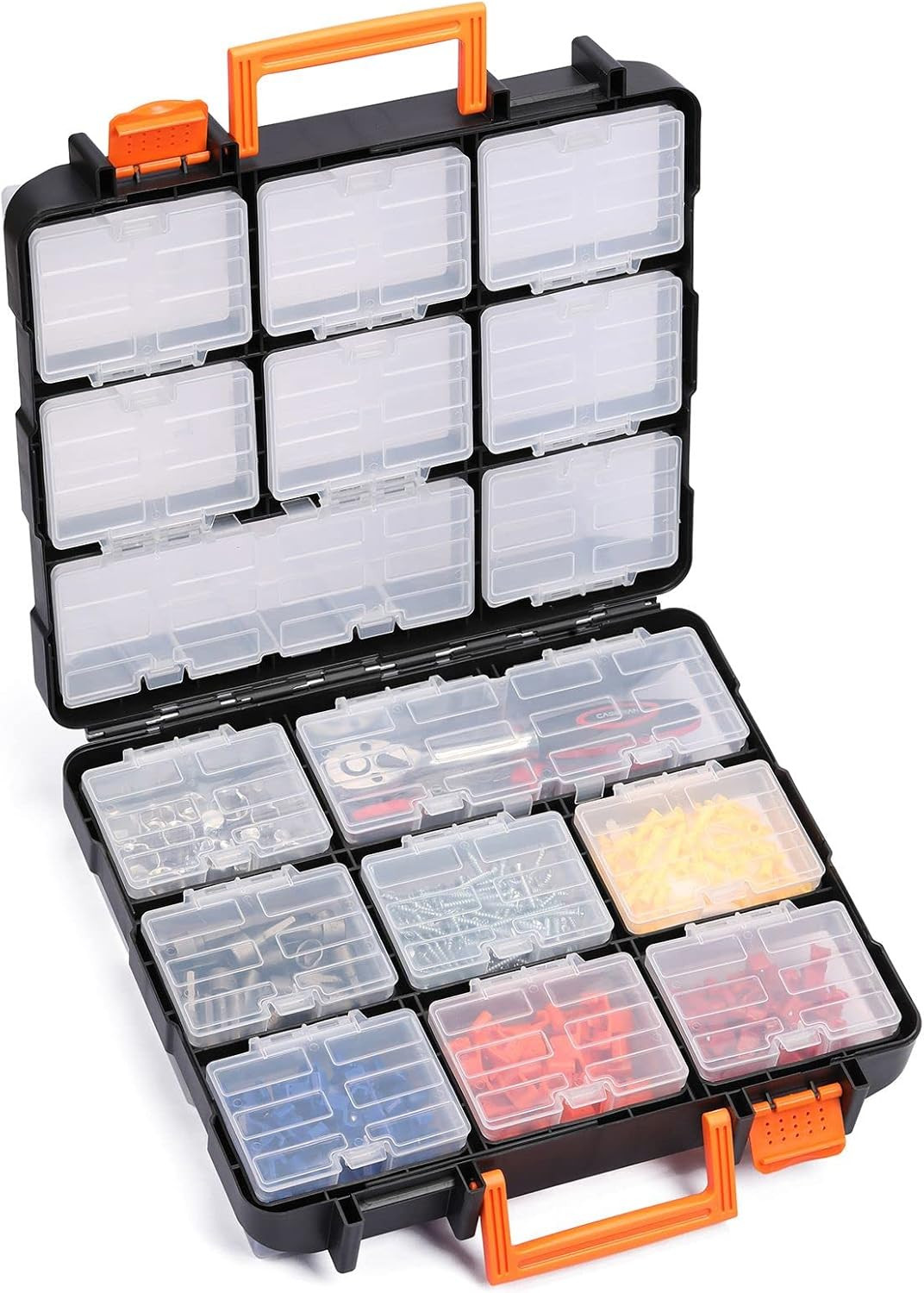 16 Compartments Detachable Toolbox Organizer,Hardware Organizer Box with Removab