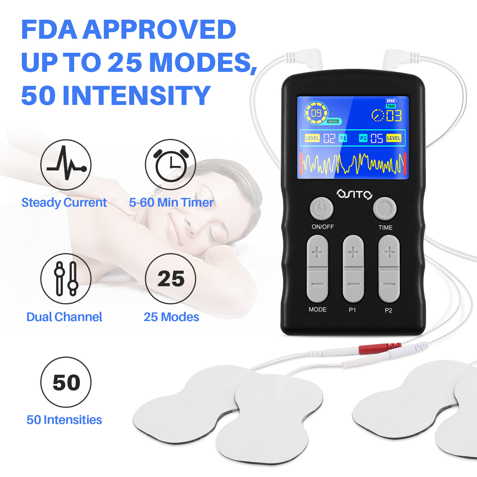 TENS Unit EMS Stimulator Electric Pulse Massage for knee injury, arthrithritis