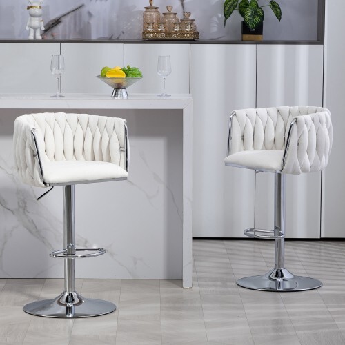 360° Swivel Bar Stools Set of 2, Adjustable Counter Height Bar Chairs