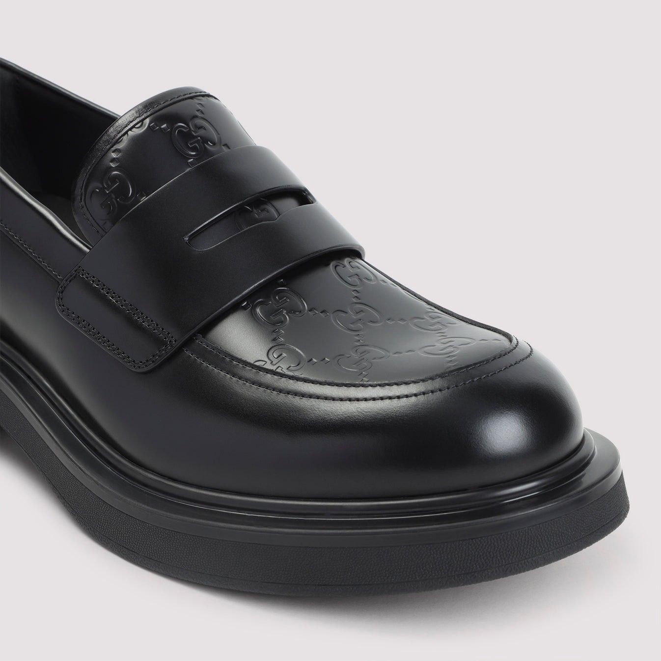 GUCCI Enki Men's Black Leather Loafers New & Authentic