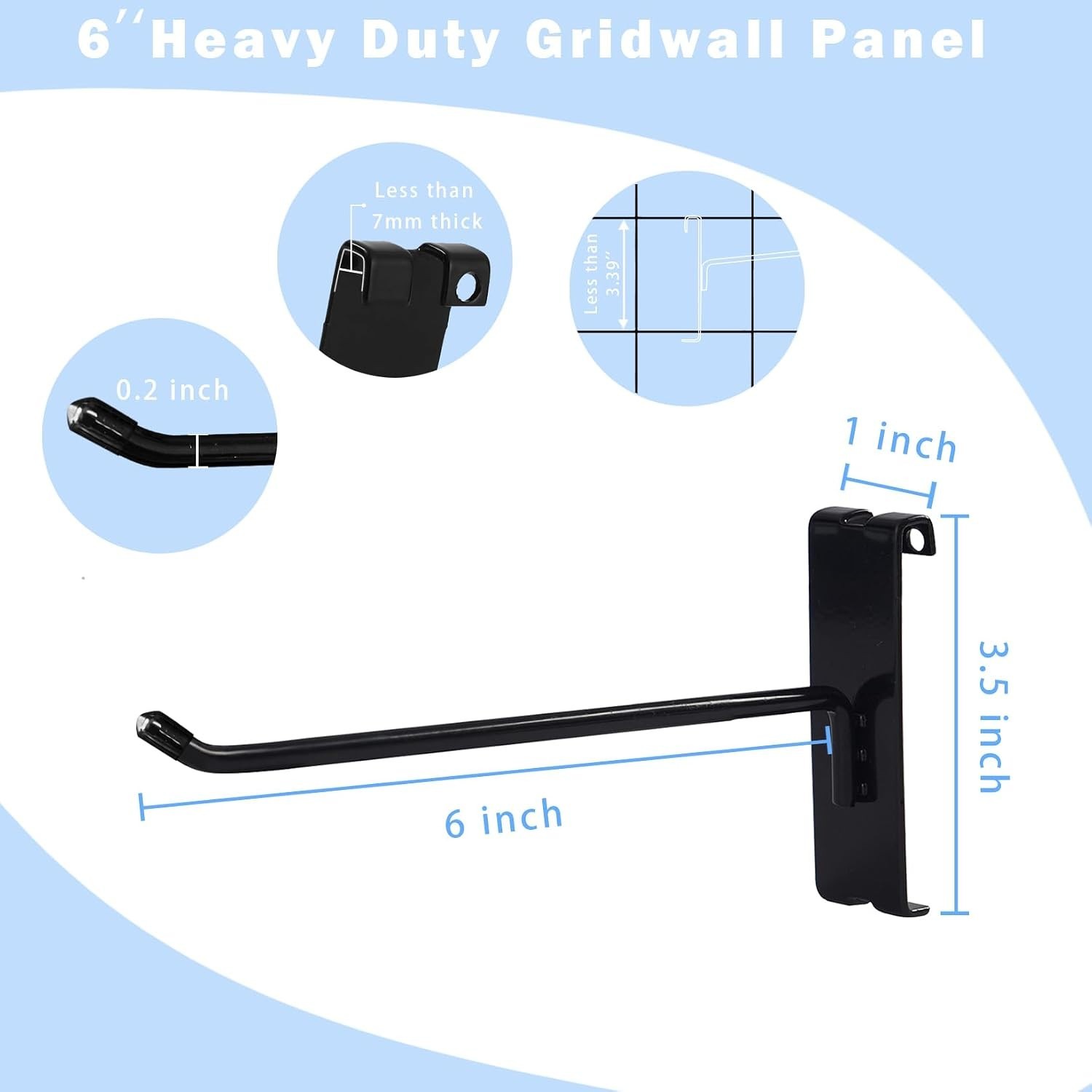 Gridwall Hooks 6 Inch, 32PC Display Hooks for Grid Wall, Heavy Duty Gridwall ...