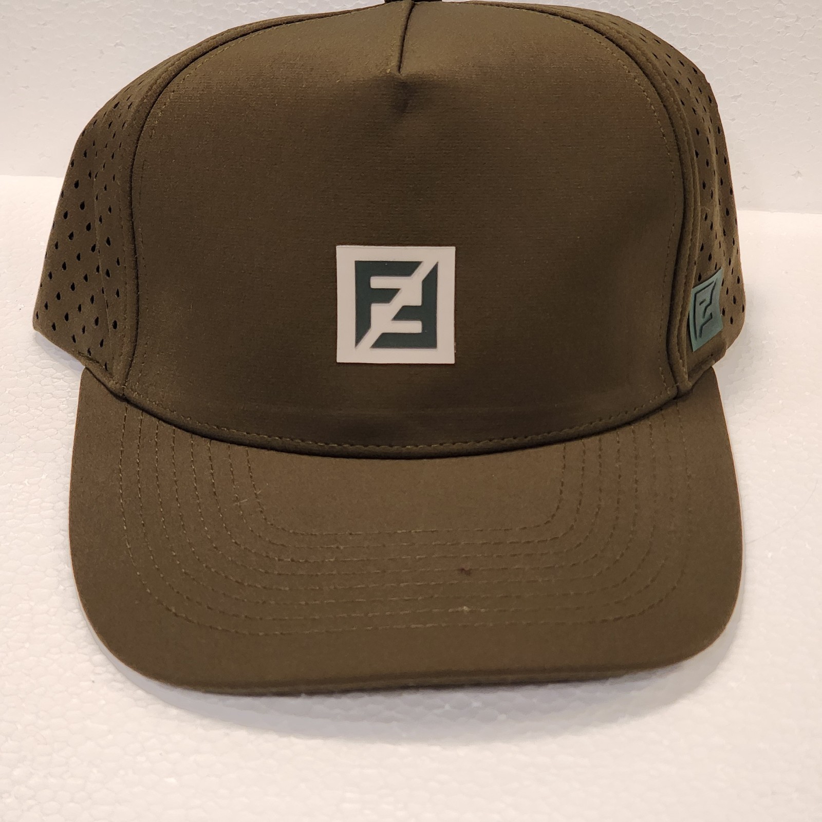 Brown Black Perforated Baseball Cap with Logo Adjustable