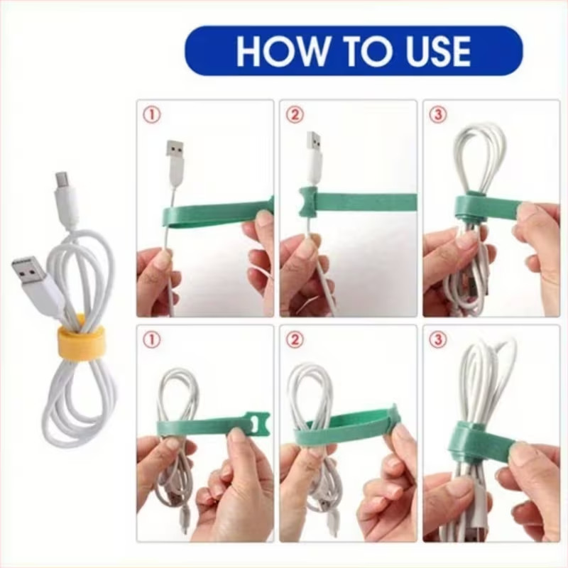 50 Pcs Reusable Cable Ties, Multipurpose Nylon Hook & Loop Straps, Cord Organ
