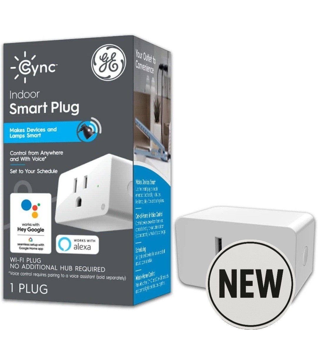 C by GE Cync Indoor Smart Plug Control From Anywhere and With Voic White