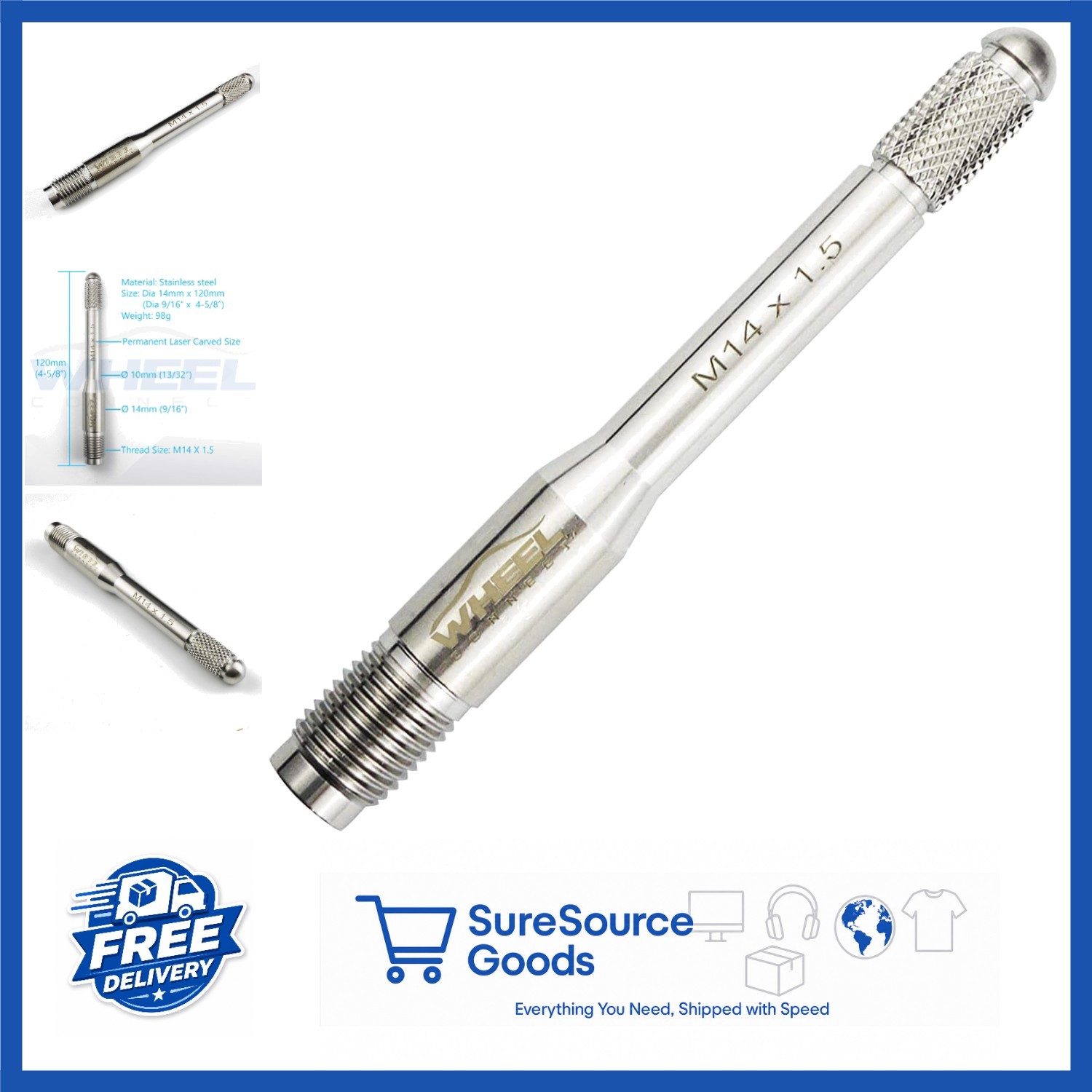 Guide Studs for Wheel Alignment M14X1.5 Tire Changing Tool Stainless Steel