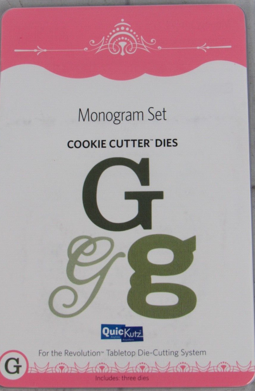 QuicKutz Monogram "G" Set, Cookie Cutter Dies, 3 dies, CC-MONOGRAM-G01