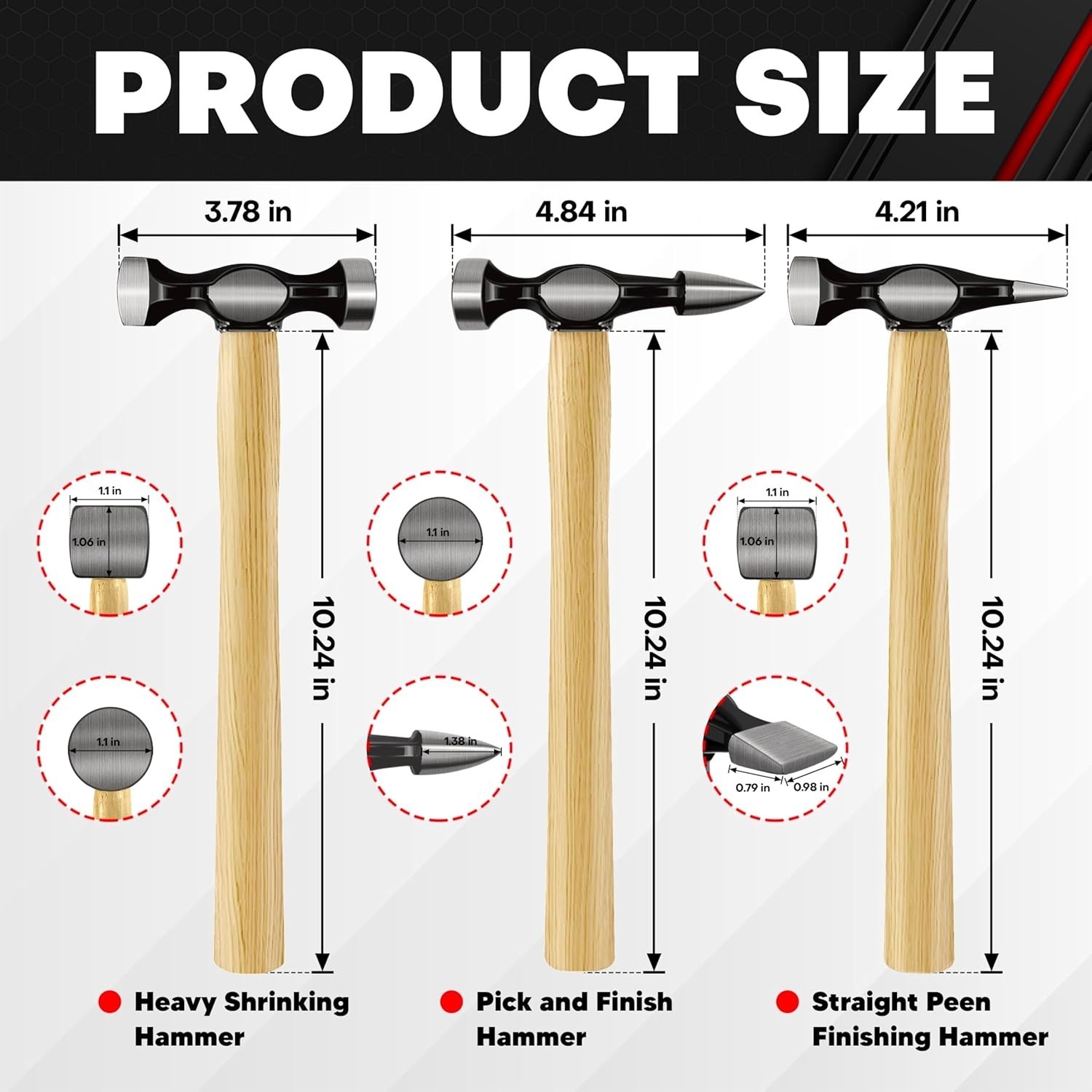 7 Pack Auto Car Body Work Hammer Fender Hand Tool Dent Crowbar Repair Set Kit