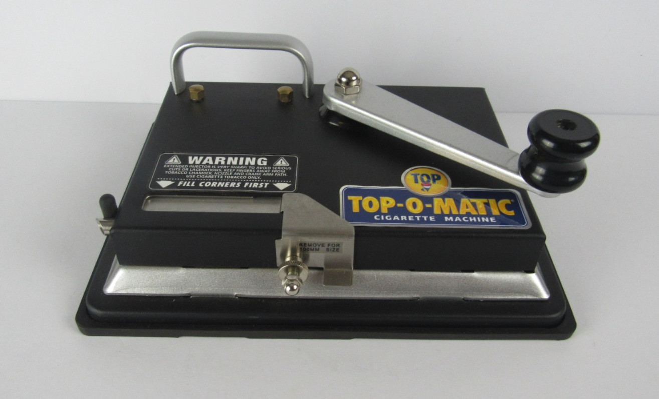 Top-O-Matic Cigarette Rolling Machine Black Finish Rubber Base