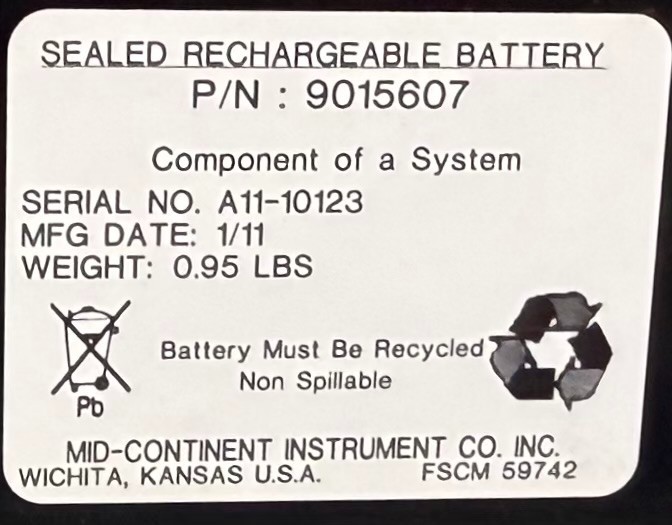 Sealed Rechargeable Battery 9015607 Removed Working
