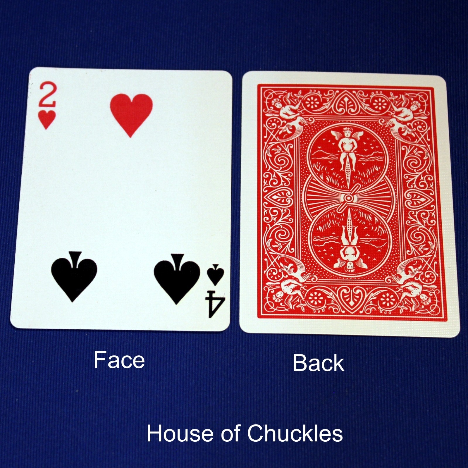 2 of Hearts / 4 of Spades - Half Horizontal, Bicycle Printed Gaff Card, Red