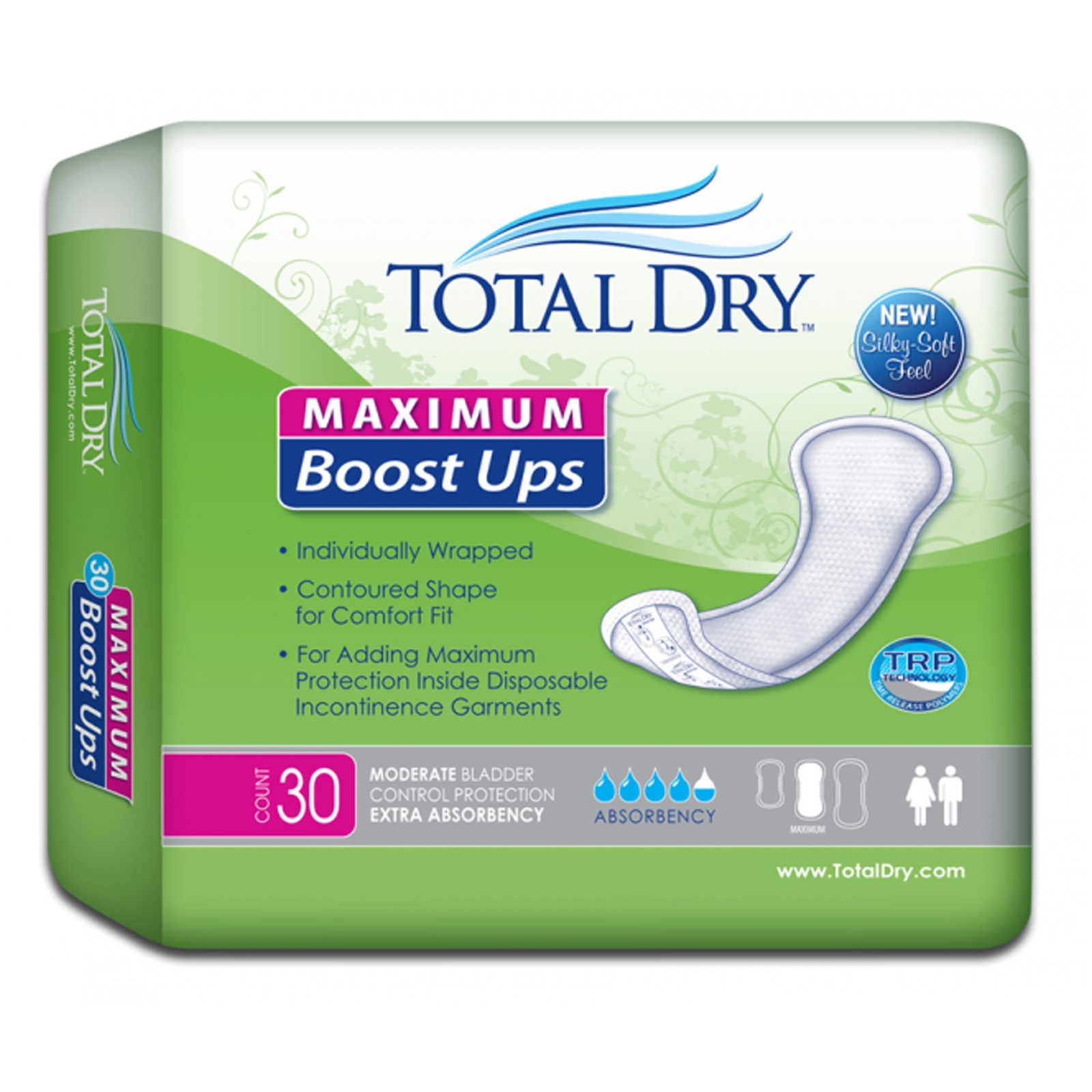 TotalDry Booster Pads Maximum 1375" Long PK of 30