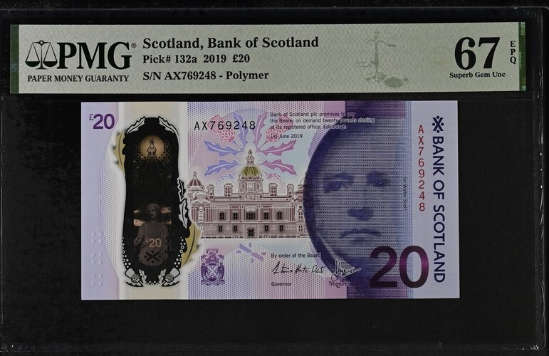 Scotland 20 Pounds 2019 P132a UNC - Polymer / PMG Superb GEM67EPQ