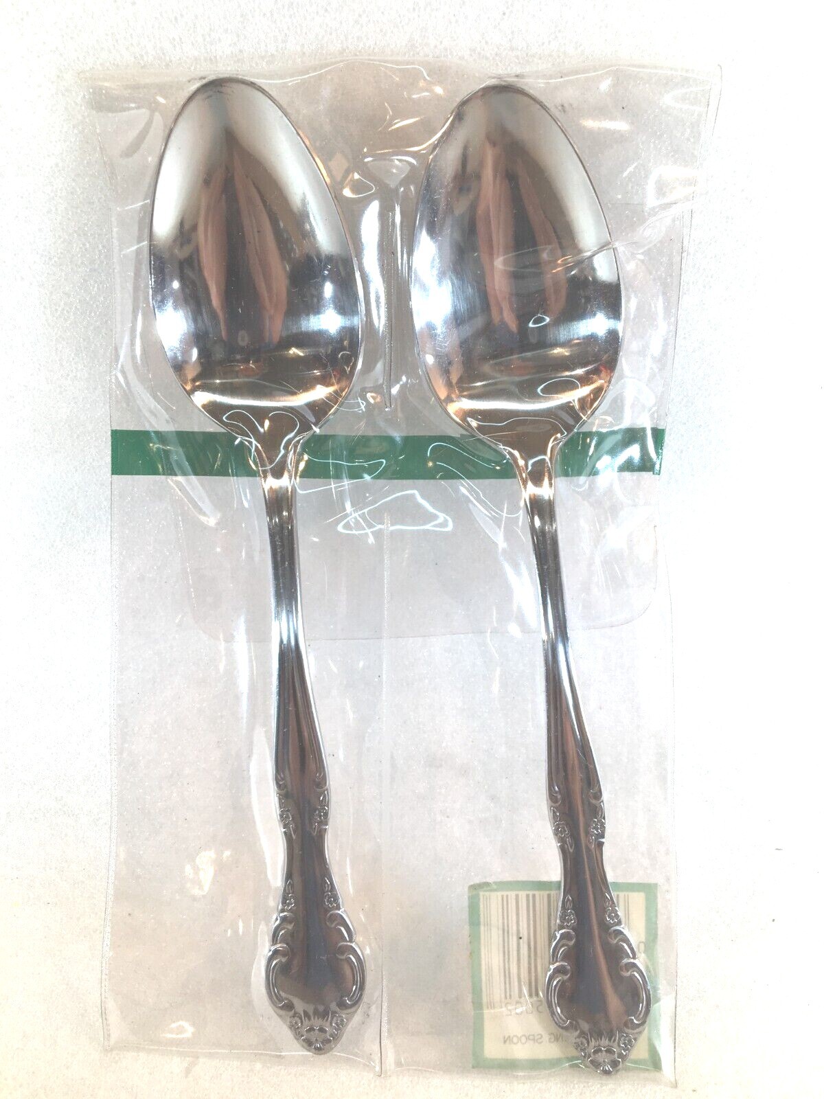 Stainless Floral Flatware Package of 2 Serving Spoons Korea