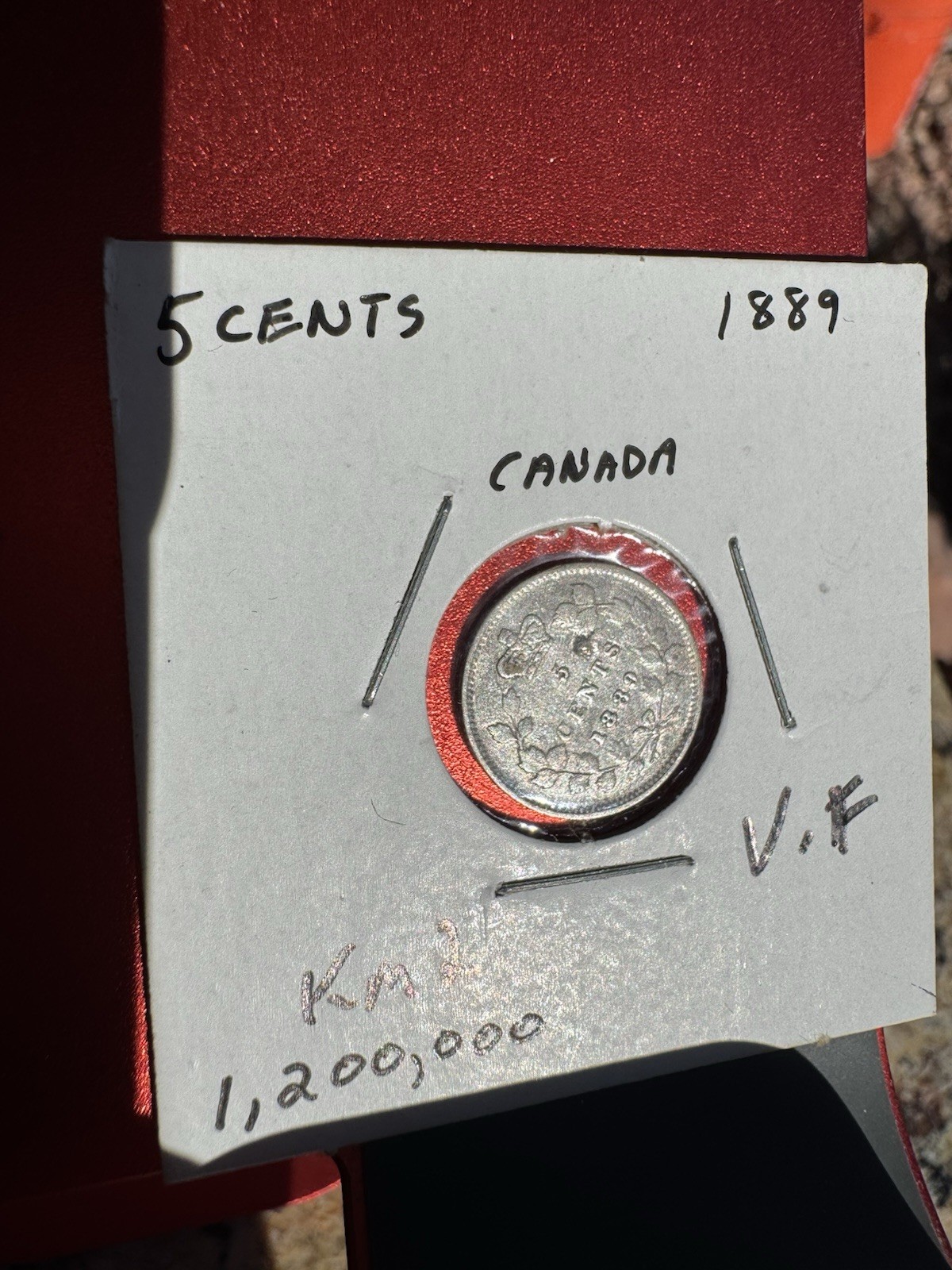 1889 Canada 5 Cents  Silver Coin