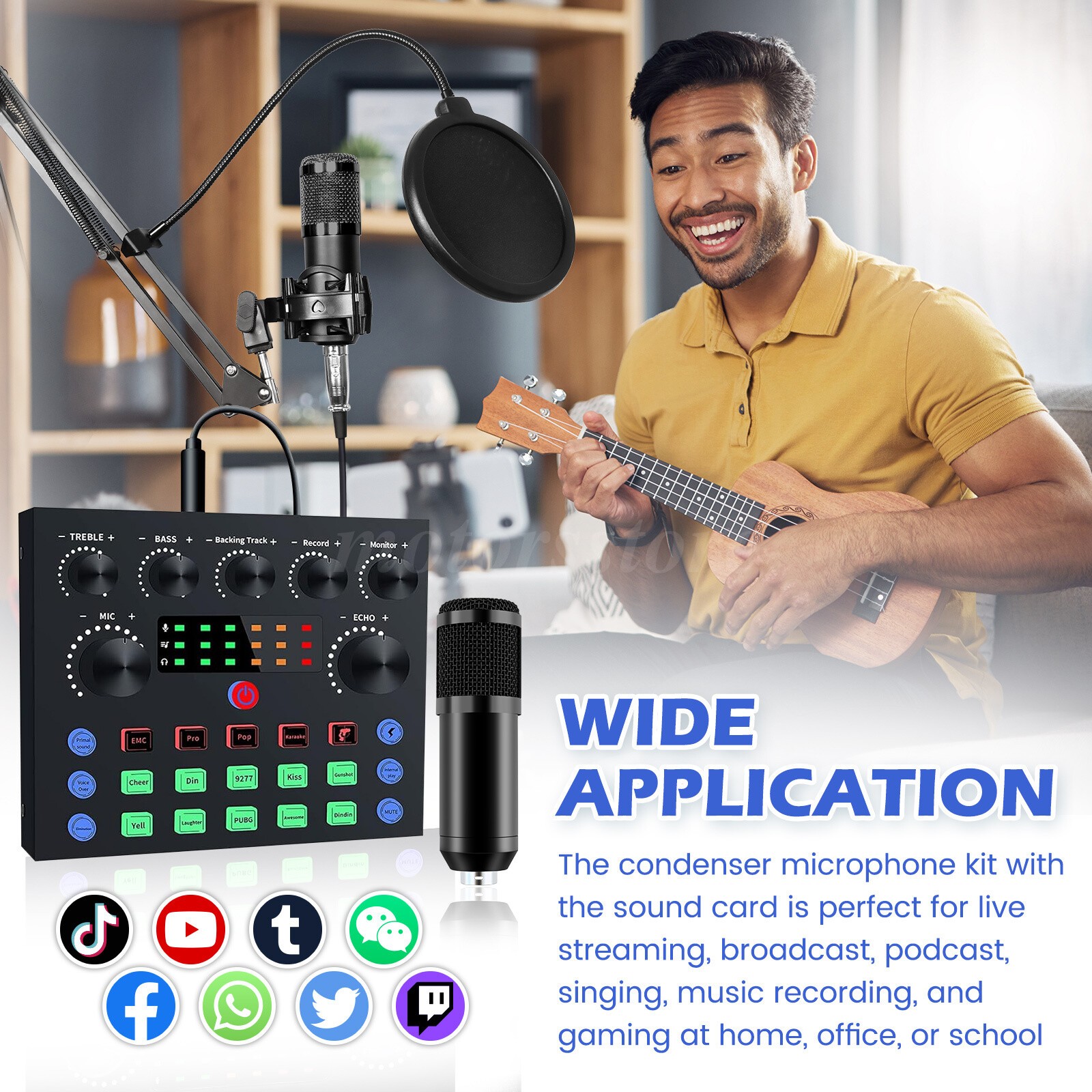 Professional Condenser Microphone Kit Complete Set For Podcast Studio Recording